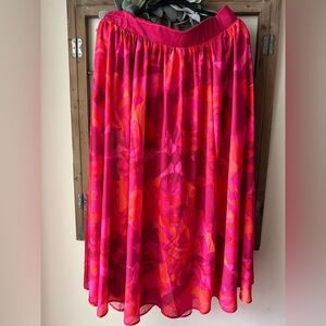 Torrid Pink and Red A-Line Skirt